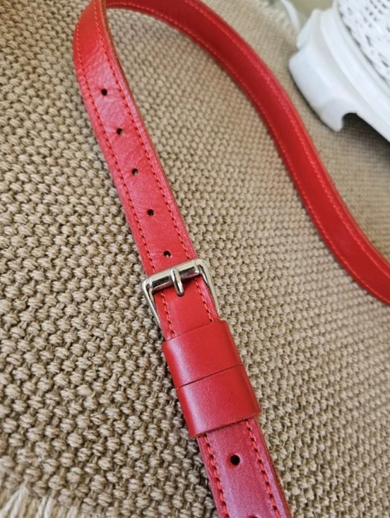 Red Leather Top-Handle Crossbody Bag - Hand Crafted - Picture 7 of 7